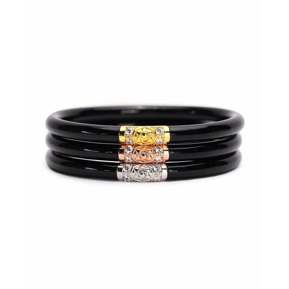 NEW BUDHAGIRL three kings all weather bangles - set of 3 in black